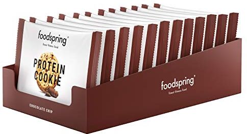 foodspring Protein Cookie, Gocce di cioccolato, 12  50g, vera consistenza del biscotto, tante proteine, pochi zuccheri, lo snack fit con vero cacao