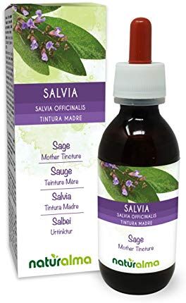 Naturalma Salvia (Salvia officinalis) foglie Tintura Madre analcoolica    Estratto liquido gocce 120 ml   Integratore alimentare   Vegano