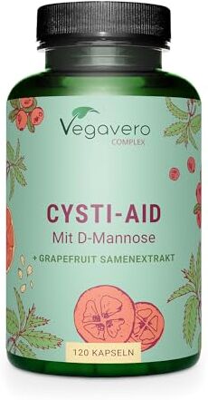 Vegavero Integratore CISTITE   100% NATURALE   con D-Mannosio, Mirtillo Rosso, Uva Ursina, Semi di Pompelmo e Ortica   120 capsule   Benessere Vie Urinarie   Senza Additivi   Vegan   ®