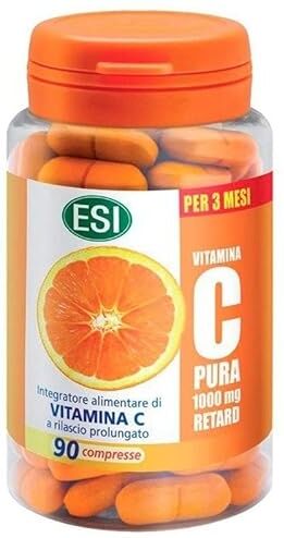 ESI Multicomplex Vitamina C Pura Retard, Integratore Alimentare Massimo Dosaggio, a Rilascio Prolungato, Supporta il Normale Funzionamento del Sistema Immunitario, Senza Glutine e Vegan, 90 Compresse