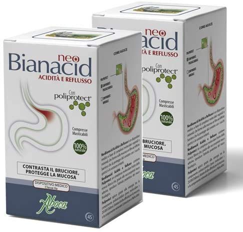 Aboca Neobianacid per Digestione, Masticabili, 45 pezzi, set di 2