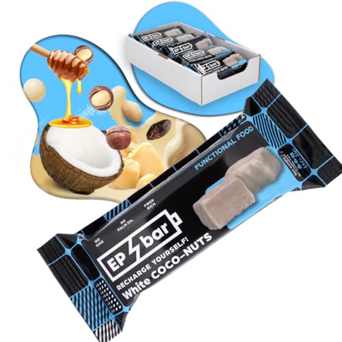 EP Bar Protein Bombs cioccolato bianco, cocco e macadamia, confezione da 10 (30 bombe) keto-friendly, superfood, fatto a mano in Lituania, booster energetico.