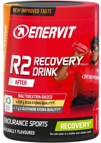 Enervit , R2 Recovery Drink, Integratore Gusto Arancia, Ideale per il Recupero Post Allenamenti Intensi, con Tiamina e Vitamina B6, Barattolo da 400 Grammi