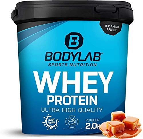 Bodylab24 Whey Protein Powder Caramello salato 2kg, proteine per muscoli più forti, whey può promuovere la costruzione dei muscoli, con 80% di proteine, senza aspartamee