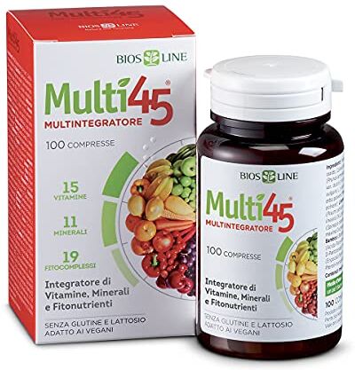 Bios Line Multi45 MULTINTEGRATORE Integratore di Vitamine, Minerali e Fitonutrienti (100 Compresse)