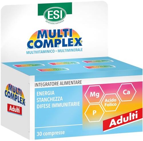 ESI Multicomplex, Integratore Alimentare Multivitaminico Multiminerali, Senza Glutine, 30 Compresse