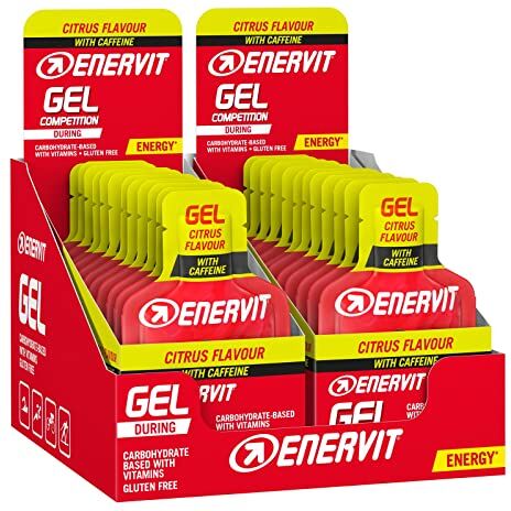 Enervit , Gel Agrumi, Integratore con Vitamine e Carboidrati ad Alta Intensità Energetica, per Sforzi di Lunga Durata, con Formula DP4, Senza Glutine, 24 Minipack da 25 Millilitri