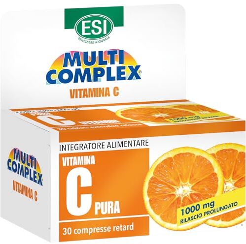 ESI Multicomplex Vitamina C Pura Retard, Integratore Alimentare a Rilascio Prolungato, Supporta il Normale Funzionamento del Sistema Immunitario, Senza Glutine e Vegan, 30 Compresse