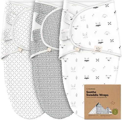 KeaBabies Sacchi per il Sonno per neonati Organici 3-Pack Swaddles 0-3 Mesi Ergonomico (Nordic)