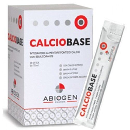 Abiogen Pharma Integratore Alimentare Calciobase 30 Stick di Calcio, Senza Glutine, Senza Lattosio, 10 Millilitri