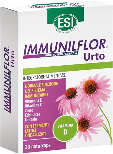 ESI Immunilflor Urto, Integratore Alimentare a Base di Fermenti Lattici e Vitamina D, Favorisce le Difese Immunitarie Contro le Aggressioni della Stagione Invernale, Senza Glutine, 30 Naturcaps