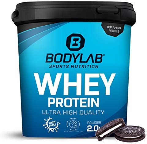 Bodylab24 Whey Protein Powder Biscotti e crema 2kg, proteine per muscoli più forti, whey può promuovere la costruzione dei muscoli, con 80% di proteine, senza aspartamee