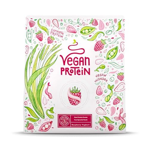 Alpha Proteine Vegane – Yogurt Lampone Proteine Vegetali di Soia, Piselli e Semi Proteine in Polvere Pre Workout & Post Workout Integratori Palestra 600g Vegan Protein