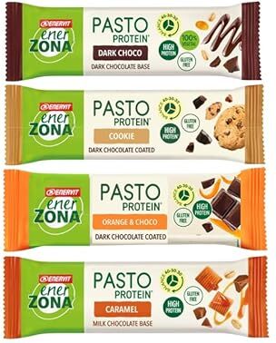 Enerzona Easy Lunch Pasto Protein Variety Pack ● 20 barrette da 55/60g assortite ● Dark Choco Milk Caramel Cookie Orange & Choco