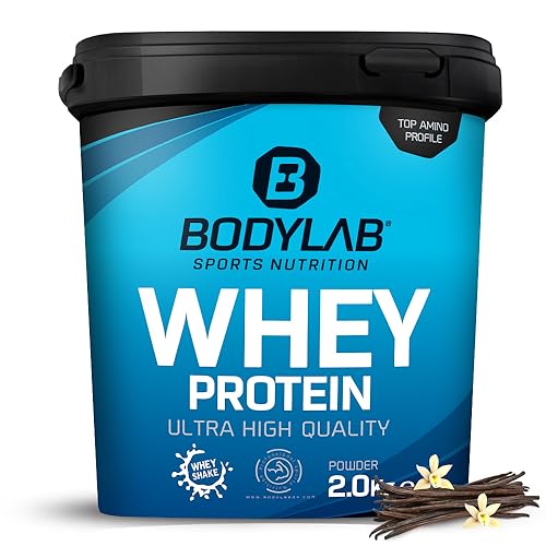 Bodylab24 Whey Protein Powder Vaniglia 2kg, proteine per muscoli più forti, whey può promuovere la costruzione dei muscoli, con 80% di proteine, senza aspartamee