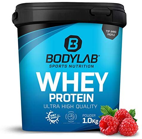 Bodylab24 Whey Protein Powder Yogurt al lampone 1kg, proteine per muscoli più forti, whey può promuovere la costruzione dei muscoli, con 80% di proteine, senza aspartamee