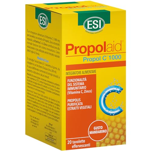ESI Propolaid Propol C, Integratore Alimentare di Vitamina C, con Estratto di Propolis, Supporta il Normale Funzionamento del Sistema Immunitario, Senza Glutine e Vegetariano, 20 Tavolette