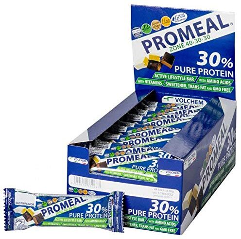 Volchem Promeal Zone 40-30-30, Barretta Proteico-Energetica con Ripartizione di Carboidrati-Proteine-Grassi (40-30-30), Senza Grassi Idrogenati, Scatola da 24 Barrette, 1200 g