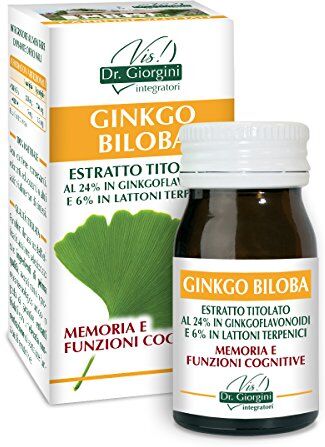 Dr. Giorgini Integratore Alimentare, Monocomponenti Erbe Ginkgo Biloba Estratto Titolato al 24% in Ginkgoflavonoidi e 6% in Lattoni Terpenici Pastiglie 30 g