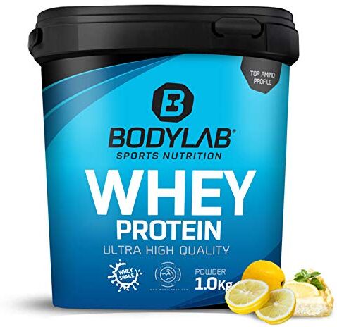 Bodylab24 Whey Protein Powder Cheesecake al limone 1kg, proteine per muscoli più forti, whey può promuovere la costruzione dei muscoli, con 80% di proteine, senza aspartamee