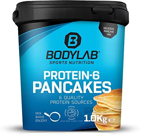 Bodylab24 Mix per pancake proteici Protein-6 Pancake Vaniglia 1kg, polvere per pancake con quasi il 60% di proteine, polvere proteica multicomponente