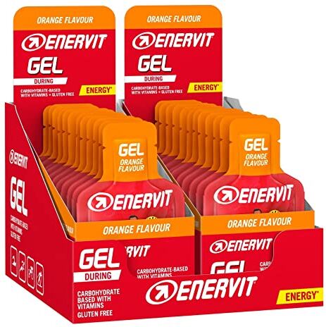 Enervit , Gel Arancia, Integratore con Vitamine e Carboidrati, ad Alta Intensità Energetica, per Sforzi di Lunga Durata, con Formula DP4, Senza Glutine, 24 Minipack da 25 Millilitri