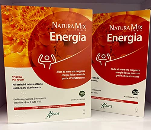 Aboca NATURA MIX VIGORE 10 FLACONCINI CONCENTRATO FLUIDO 2 CONFEZIONI Con Ginseng per un'azione tonico energizzante. Specifico per adulti nei periodi di intensa attività.