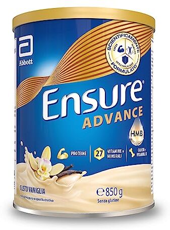 Ensure Advance Integratore Alimentare Proteico in Polvere, con 27 Vitamine e Minerali, Integratore Alimentare con Proteine, Calcio e HMB, Confezione 850g, Gusto Vaniglia