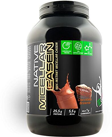 NET Integratori PROTEINE NATIVE MICELLAR CASEIN Caseina Micellare a Lento Rilascio (Cioccolato Brownie) 900 GRAMMI