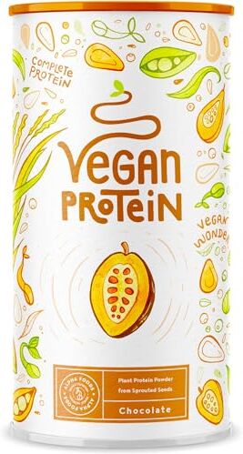 Alpha Proteine Vegane CIOCCOLATO Proteine vegetali di soia, piselli e semi Proteine in Polvere pre workout and post workout integratori palestra 600g vegan protein con aroma naturale