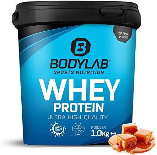 Bodylab24 Whey Protein Powder Caramello salato 1kg, proteine per muscoli più forti, whey può promuovere la costruzione dei muscoli, con 80% di proteine, senza aspartamee