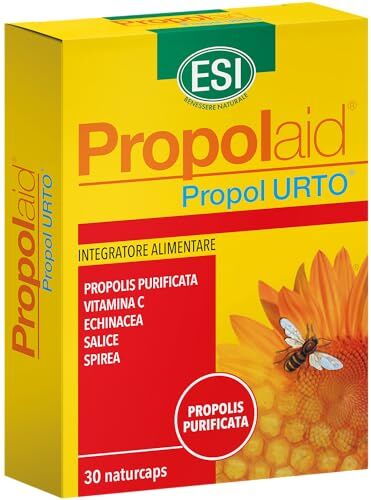 ESI Propolaid Propolurto, Integratore Alimentare con Vitamina C e Propolis, Favorisce le difese immunitarie, Senza Glutine e Vegetariano, 30 Naturcaps