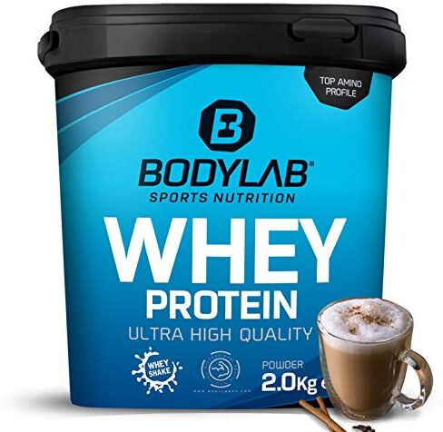 Bodylab24 Whey Protein Powder Latte Macchiato 2kg, proteine per muscoli più forti, whey può promuovere la costruzione dei muscoli, con 80% di proteine, senza aspartamee