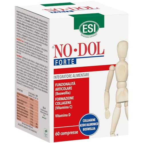 ESI No-Dol Forte, Integratore Alimentare a Base di Collagene, Vitamina C e Acido Ialuronico, Azione Antiossidante, Contribuisce al Mantenimento della Cartilagine, Senza Glutine, 60 Compresse