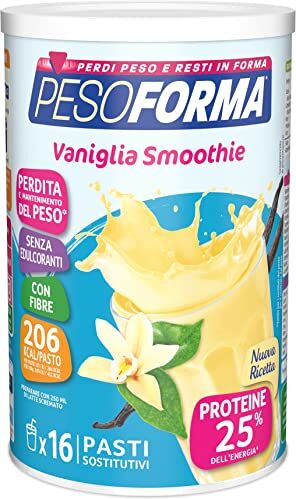 Pesoforma VANIGLIA SMOOTHIE, Pasto Sostitutivo per il Controllo del Peso, Smoothie Gustoso che Aiuta a Rimettersi in Forma, Ricco in Proteine e Fibre, Solo 206 Calorie, 16 pasti, 436 gr