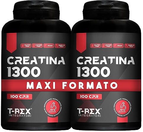 Rex Creatina Micronizzata Monoidrata Integratore alimentare per massa muscolare e boost energetico pre workout (Compresse, 200 Unità (Confezione da 2))