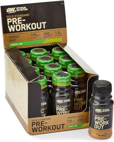 Optimum Nutrition Gold Standard Pre-Workout Energy Shot, Bevanda Energetica Ready To Drink con Beta Alanina, Caffeina, PerforMelon Boost e Vitamina B6 e B12, Gusto Limone e Lime, 12 x 60 ml