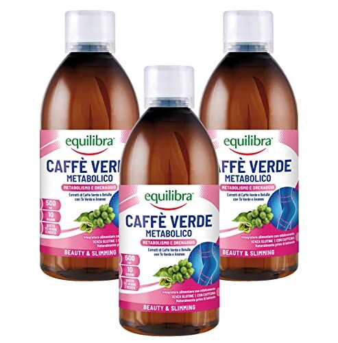 Equilibra Integratori Alimentari, Caffè Verde Metabolico, Integratore per l'Equilibrio del Peso Corporeo, con Tè Verde, Ananas, Betulla, Tarassaco e Caffè Verde, 3 Bottiglie da 500 ml