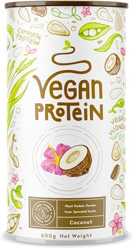 Alpha Proteine Vegane COCCO Proteine vegetali di soia, piselli e semi Proteine in Polvere pre workout and post workout integratori palestra 600g vegan protein