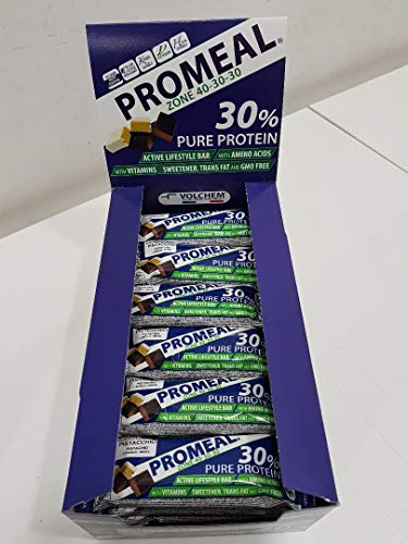 Volchem Promeal Zone 40-30-30, Barretta Proteico-Energetica con Ripartizione di Carboidrati-Proteine-Grassi (40-30-30), Senza Grassi Idrogenati, Scatola da 24 Barrette, 1200 g