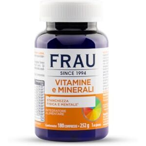 FRAU Vitamine e Minerali 180 Compresse da 1,4 g (6 Mesi), Integratore Alimentare con Vitamine, Minerali, Luteina, Rodiola, Tonico per Stanchezza Fisica e Mentale, Senza Glutine e Lattosio FRAU Vitamine e Minerali 180 Compresse da 1,4 g (6 Mesi), Integratore Alimentare con Vitamine, Minerali, Luteina, Rodiola, Tonico per Stanchezza Fisica e Mentale, Senza Glutine e Lattosio