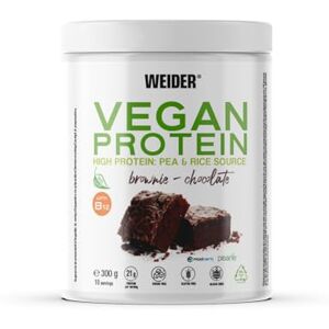 Weider Vegan Protein (300g) Gusto Brownie. Proteine Vegane 21g/dose isolate di piselli e riso, Con Vitamina B12 e Stevia, Senza Glutine, Senza Zucchero, Contenitore 50% Riciclato, 100% Riciclabile Weider Vegan Protein (300g) Gusto Brownie. Proteine Vegane 21g/dose isolate di piselli e riso, Con Vitamina B12 e Stevia, Senza Glutine, Senza Zucchero, Contenitore 50% Riciclato, 100% Riciclabile