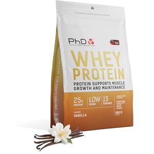 PhD Nutrition Whey Protein in polvere 500g Vaniglia – Integratore proteico ad alto contenuto di proteine con 25g per porzione, Informed Protein, arricchito con colture ben tollerate PhD Nutrition Whey Protein in polvere 500g Vaniglia – Integratore proteico ad alto contenuto di proteine con 25g per porzione, Informed Protein, arricchito con colture ben tollerate