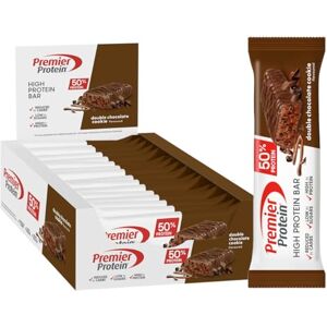 Premier Protein High Protein Bar 50% Double Chocolate Cookie 16x40g basso contenuto di zuccheri – low carb – senza olio di palma Premier Protein High Protein Bar 50% Double Chocolate Cookie 16x40g basso contenuto di zuccheri – low carb – senza olio di palma