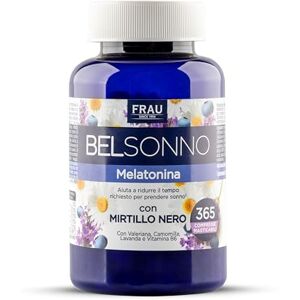 FRAU BEL SONNO Melatonina 365 Compresse Masticabili, Un Anno di Scorta, Integratore Alimentare per Favorire il Sonno con Valeriana, Camomilla, Lavanda e Vitamina B6, Gusto Mirtillo FRAU BEL SONNO Melatonina 365 Compresse Masticabili, Un Anno di Scorta, Integratore Alimentare per Favorire il Sonno con Valeriana, Camomilla, Lavanda e Vitamina B6, Gusto Mirtillo