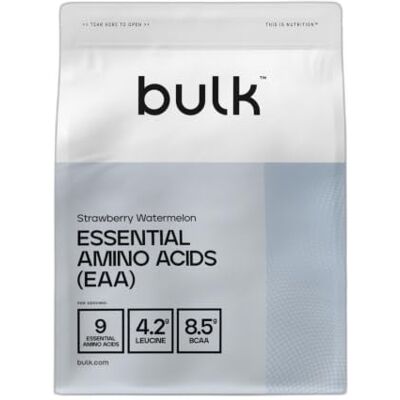 Bulk Aminoacidi essenziali, Fragola & Anguria, 500g Integratore EAA, 33 porzioni Bulk Aminoacidi essenziali, Fragola & Anguria, 500g Integratore EAA, 33 porzioni