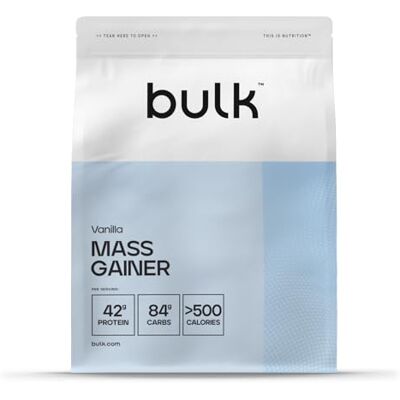Bulk Mass Gainer Completo Vaniglia 16 porzioni 42g proteine per porzione 84g carboidrati 500 kcal per porzione Gainer ipercalorico Supporta crescita e mantenimento muscolare Bulk Mass Gainer Completo Vaniglia 16 porzioni 42g proteine per porzione 84g carboidrati 500 kcal per porzione Gainer ipercalorico Supporta crescita e mantenimento muscolare
