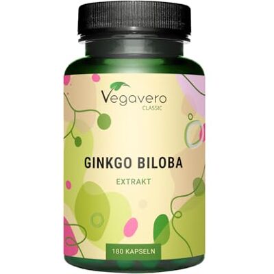 Vegavero GINKGO BILOBA ® estratto 50:1 24% di Glucosidi Flavonoidi e 6% di Terpenoidi Circolazione, Memoria & Concentrazione Senza Additivi 180 capsule Vegan Vegavero GINKGO BILOBA ® estratto 50:1 24% di Glucosidi Flavonoidi e 6% di Terpenoidi Circolazione, Memoria & Concentrazione Senza Additivi 180 capsule Vegan