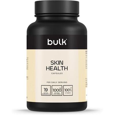 Bulk Capsule pelle sana, 120 Capsule Collagene marino, vitamina C, iodio, niacina, vitamina A, riboflavina, zinco, 30 porzioni Bulk Capsule pelle sana, 120 Capsule Collagene marino, vitamina C, iodio, niacina, vitamina A, riboflavina, zinco, 30 porzioni