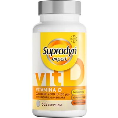 Supradyn Expert Vitamina D3 2000 UI, Integratore Vitamina D, 365 Compresse Ossa, muscoli, denti, sistema immunitario, 50 µg colecalciferolo, alto dosaggio, senza zuccheri, vegetariano, scorta 1 anno Supradyn Expert Vitamina D3 2000 UI, Integratore Vitamina D, 365 Compresse Ossa, muscoli, denti, sistema immunitario, 50 µg colecalciferolo, alto dosaggio, senza zuccheri, vegetariano, scorta 1 anno